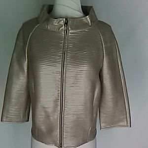 Bagatelle Gold Faux Leather Tucked Jacket S Brand